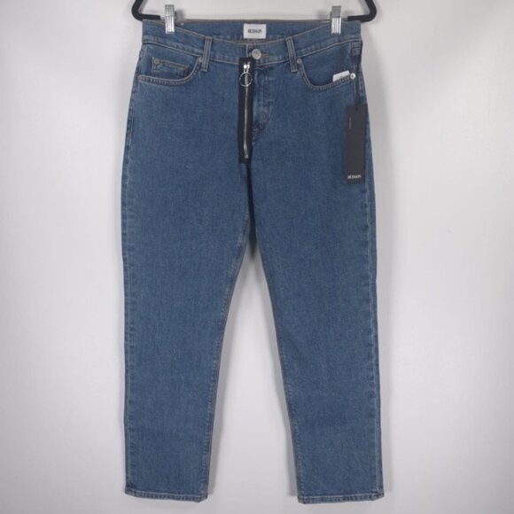 NWT HUDSON USA🇺🇸Made Jeans Riley‎ Crop Relaxed Straight Exposed Zipper Size 28